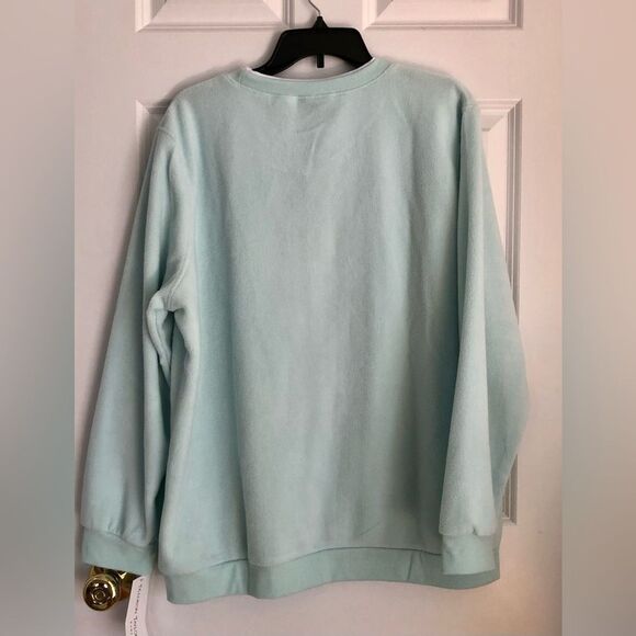 Madison Taylor Women's Sweatshirt Plus Size 2X Crew Neck Pullover Green (Aqua) - Picture 3 of 8
